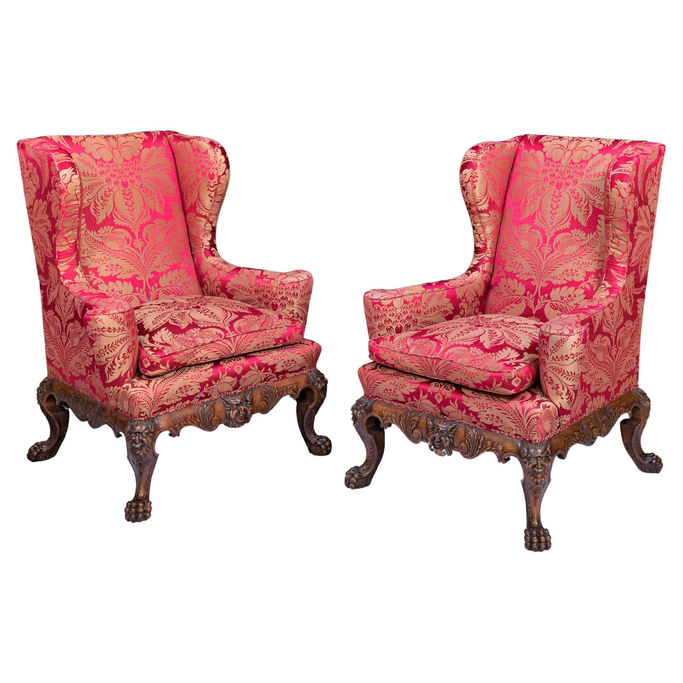 Paar irische Mahagoni-Sessel im George-II-Stil des 19. Jahrhunderts
