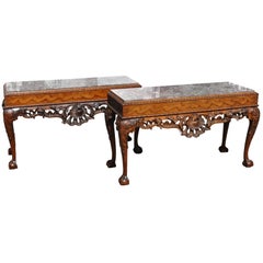 Antique Pair of 19th Century Irish Georgian Walnut Console Tables