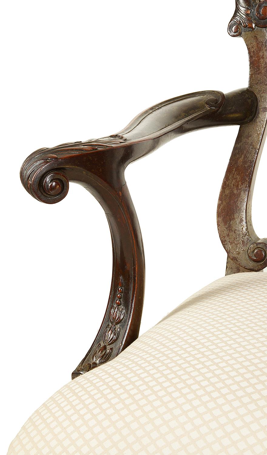 Mahogany Pair of 19th Century Irish Influenced Armchairs For Sale