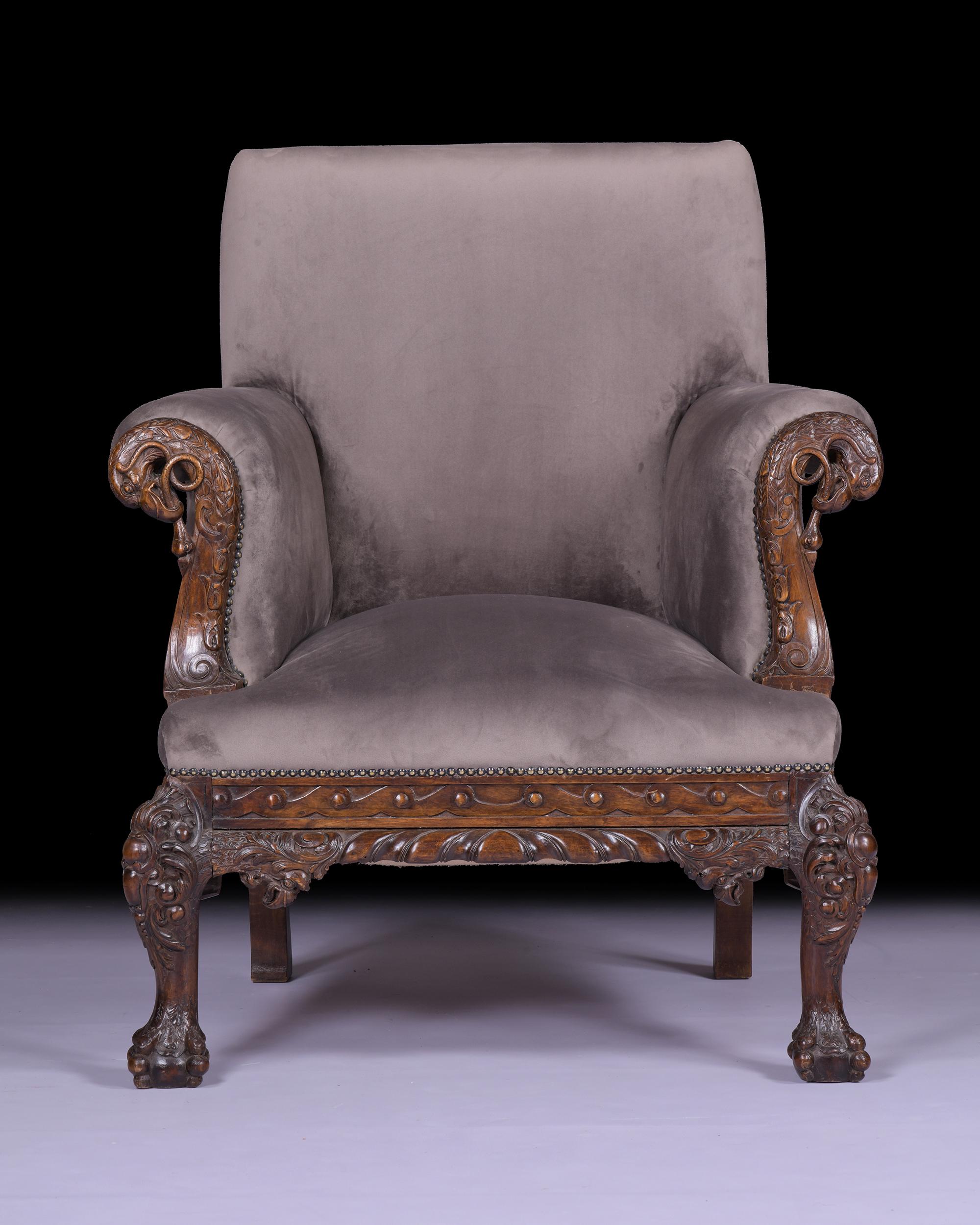 Victorien Paire de fauteuils irlandais en acajou du XIXe siècle en vente