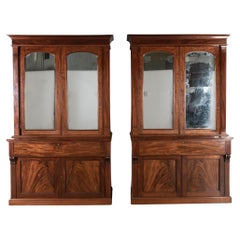 Antique Pair of 19th Century Irish Mahogany Library Bookcases