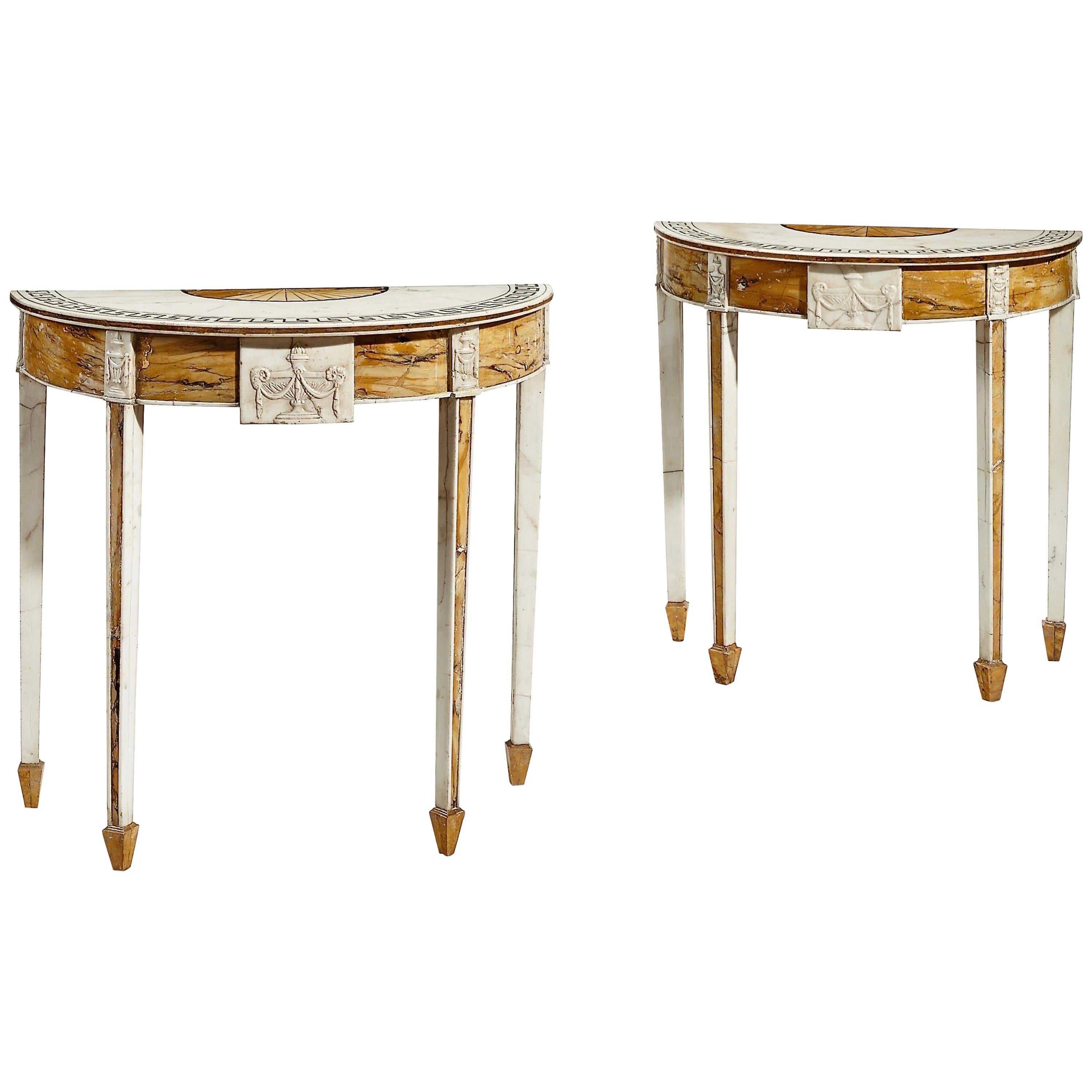 Pair of 19th Century Irish Marble Neoclassical Console Tables