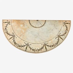 Paire de consoles néoclassiques irlandaises du 19ème siècle en demi-lune avec plateau en marbre