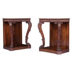 Pair of 19th Century Irish Regency Console Tables by Williams and Gibton, Dublin