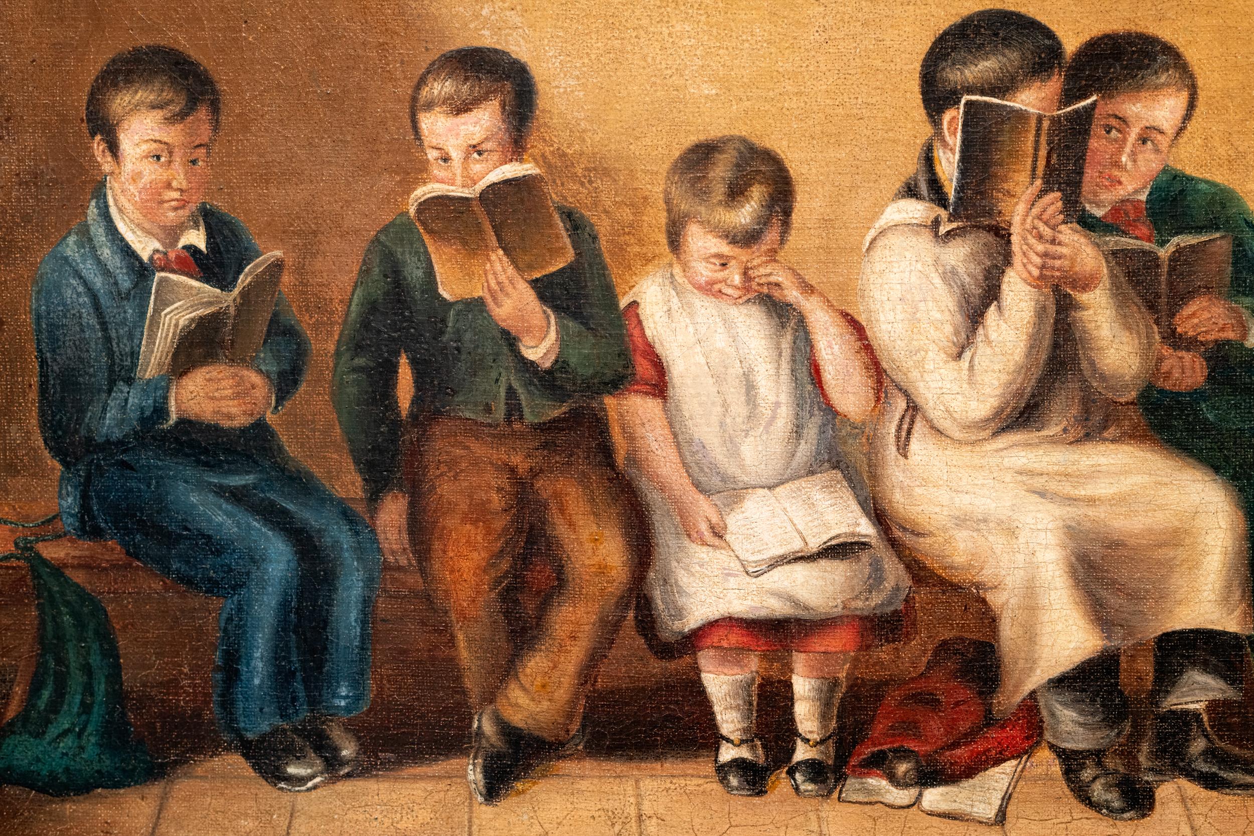 Canvas Pair Of 19th Century Irish School Paintings Of Irish School Dramatic Scenes