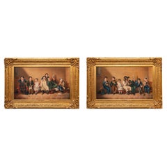 Pair Of 19th Century Irish School Paintings Of Irish School Dramatic Scenes