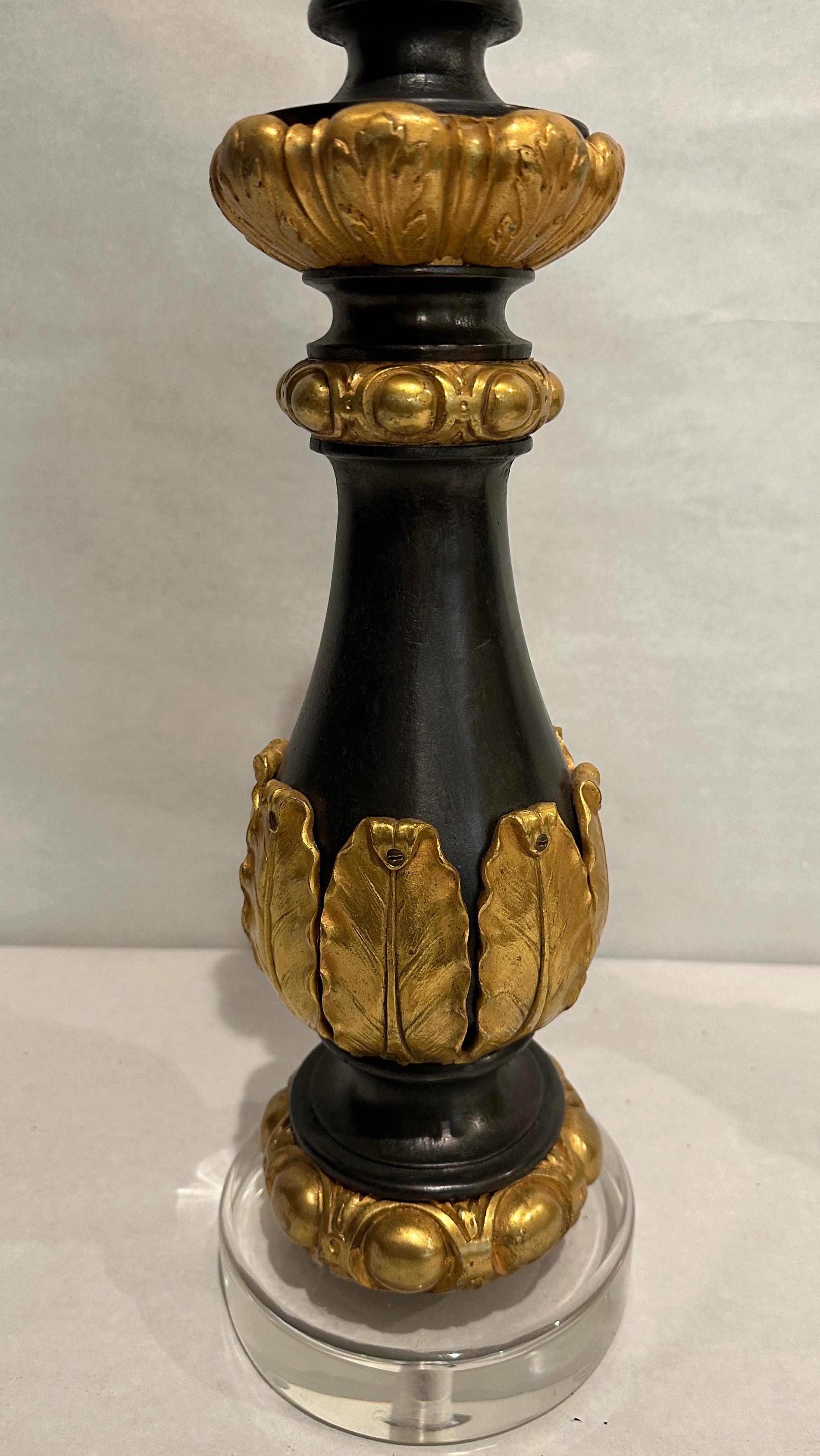 French Pair Of 19th Century Iron and Gilt Bronze Baluster Form Lamps For Sale