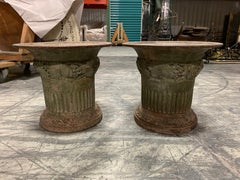 Pair of 19th Century Iron Directoire Garden Planters Fluted with Leaf Detail