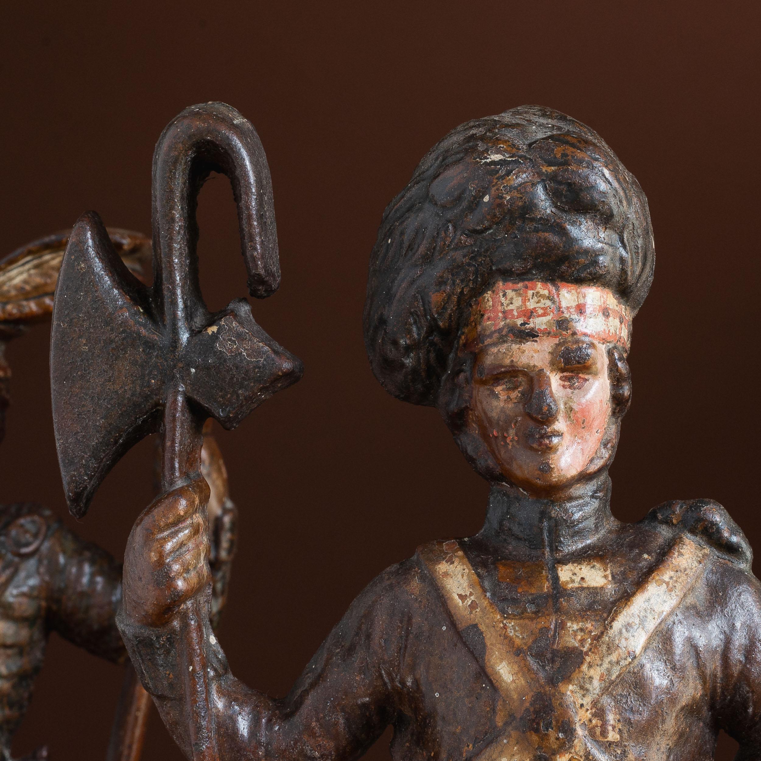 Vittoriano Coppia di porte in ferro del XIX secolo raffiguranti un soldato scozzese in vendita