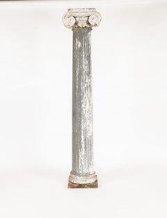 Pair of 19th Century Iron Zinc and Terracotta Ionic Capital Columns