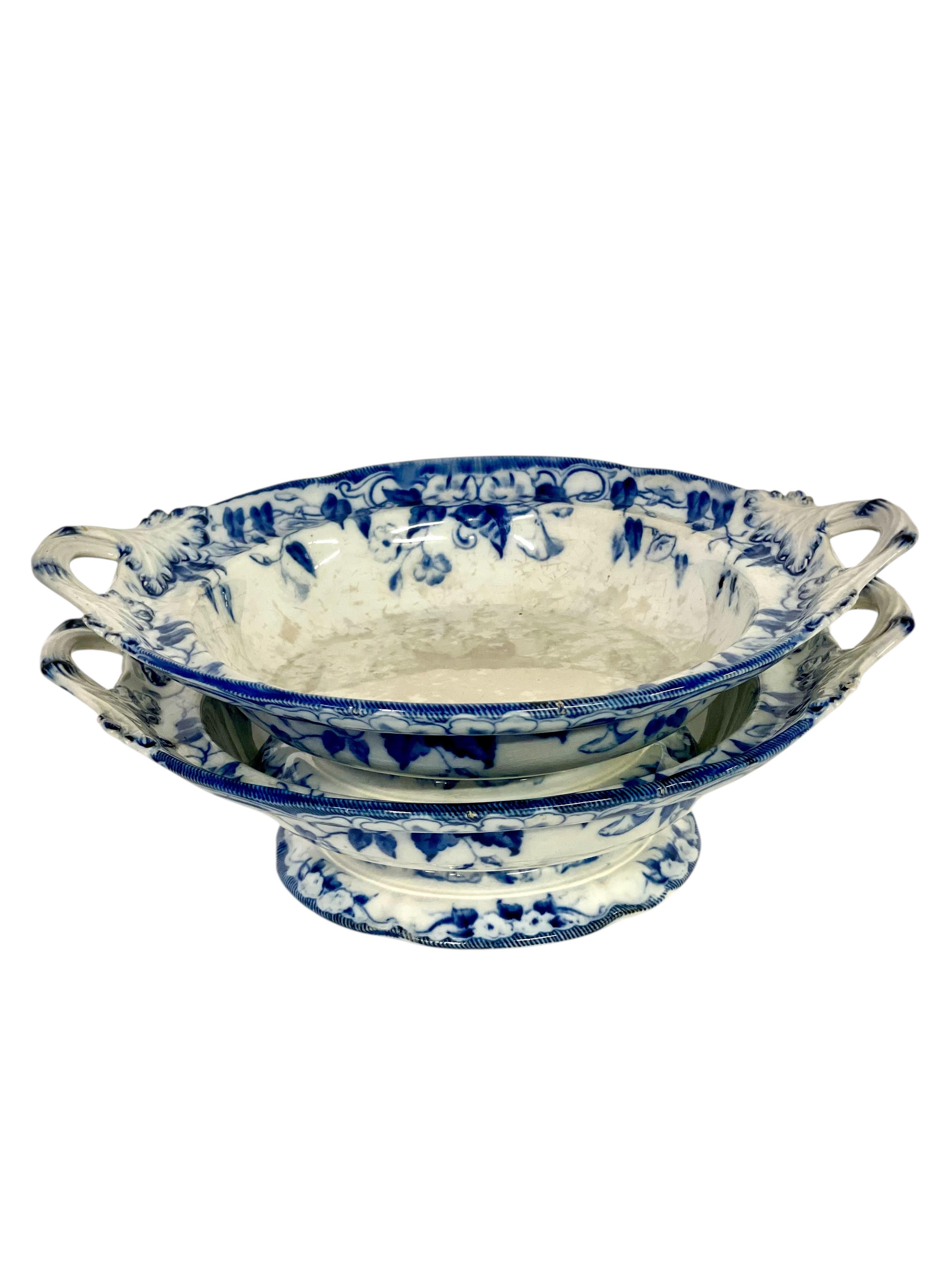 Pareja de compotiers de hierro blanco y azul del siglo XIX, de Creil et Montereau en venta 11