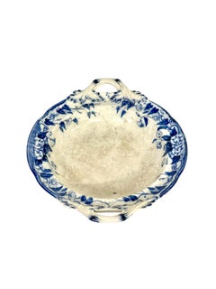 Paire de compotiers blancs et bleus du 19ème siècle par Creil et Montereau