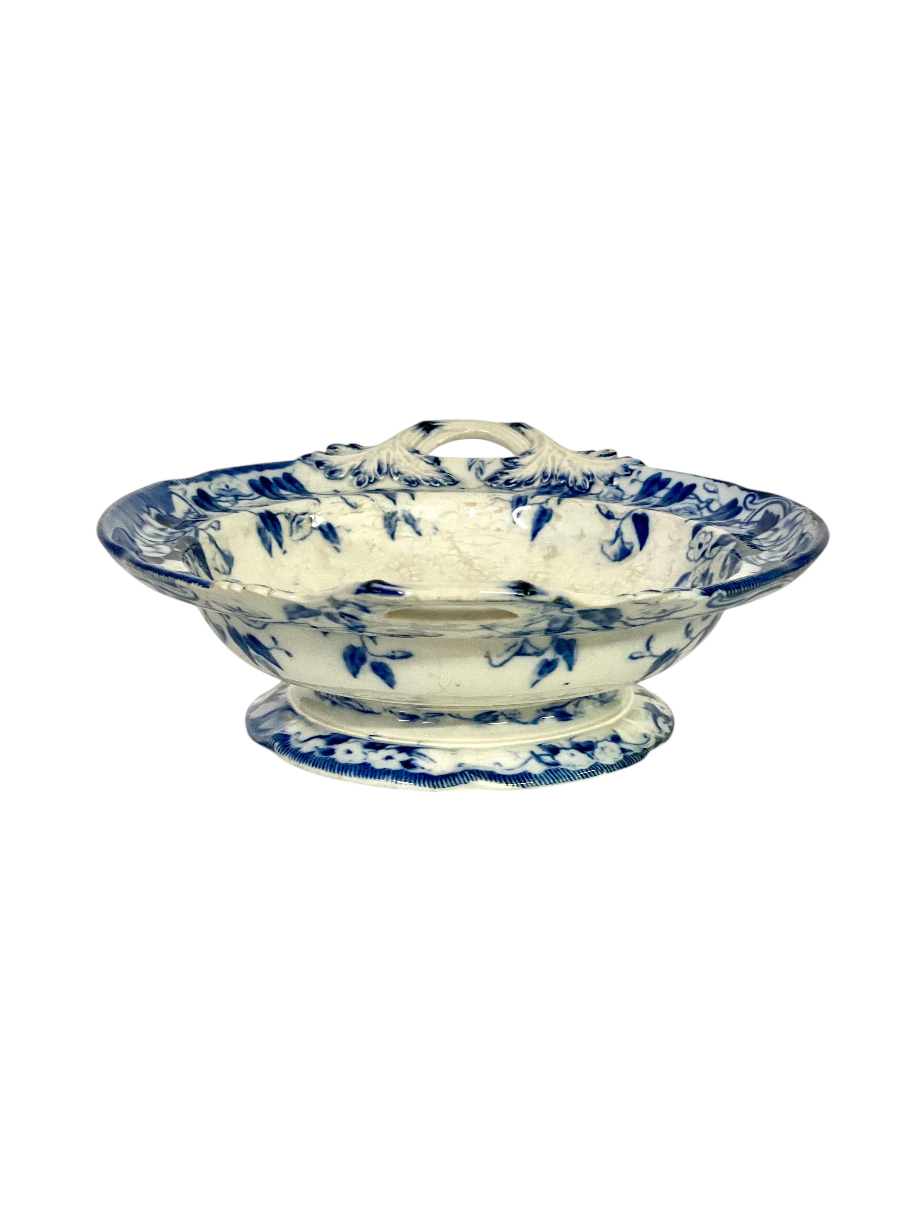 Pareja de compotiers de hierro blanco y azul del siglo XIX, de Creil et Montereau en Bueno estado para la venta en LA CIOTAT, FR