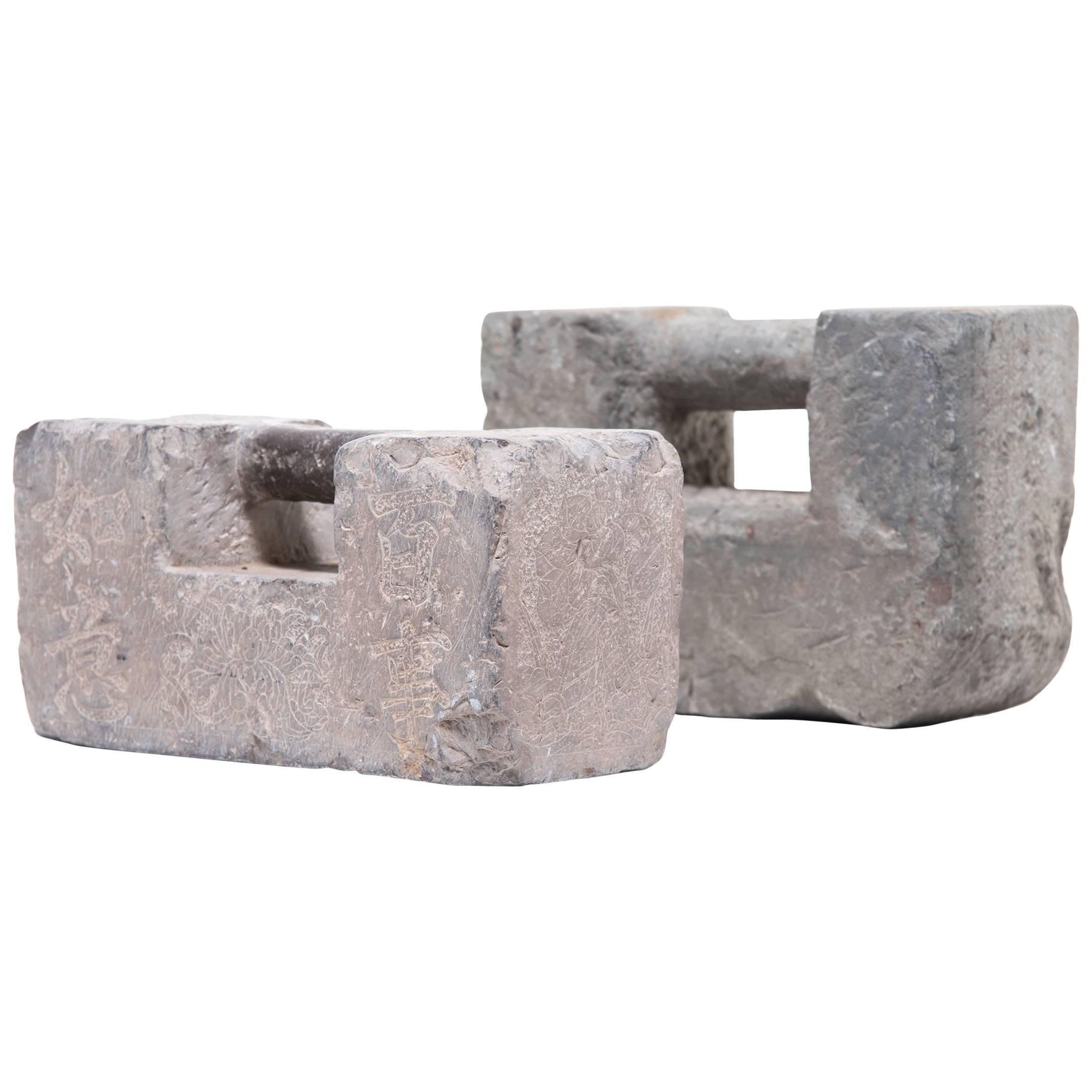 Pair of 19th Century Ishi Sashi Martial Arts Weights