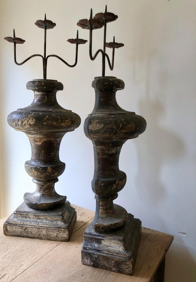 Pair of 19th Century Italian Altar Candelabras For Sale at 1stDibs