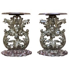 Pair of 19th Century Italian Baroque Giltwood Consoles