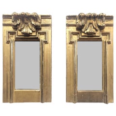 Pair of 19th Century Italian Baroque Giltwood Pier Column Mirrors