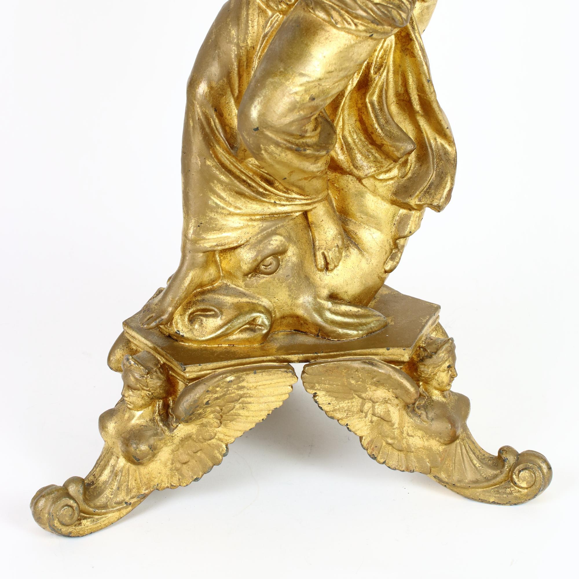 Paire de lampes de table de style baroque italien du 19ème siècle à figures mythologiques en vente 5
