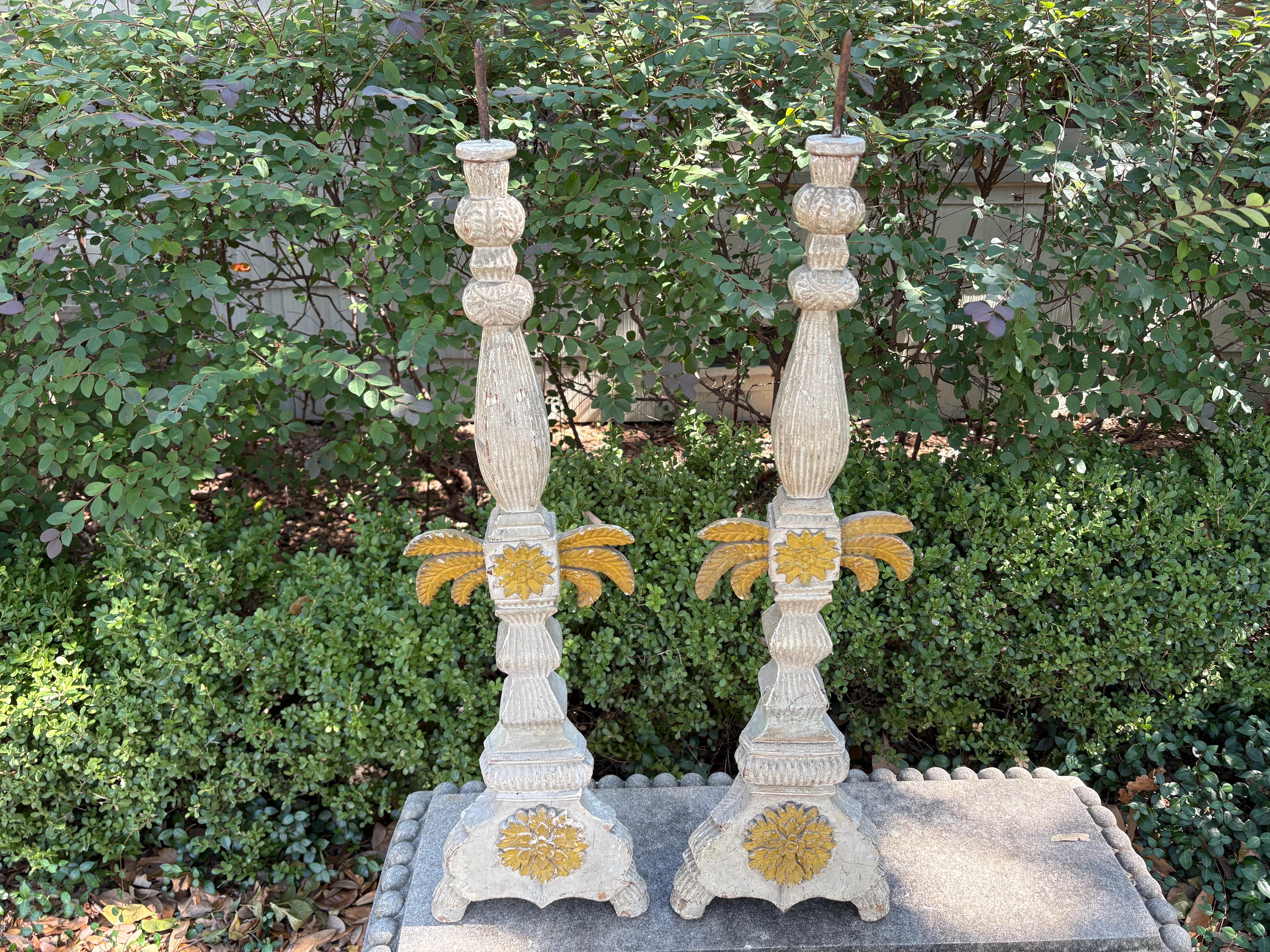 Pair Of 19th Century Italian Baroque Style Prickets For Sale 1