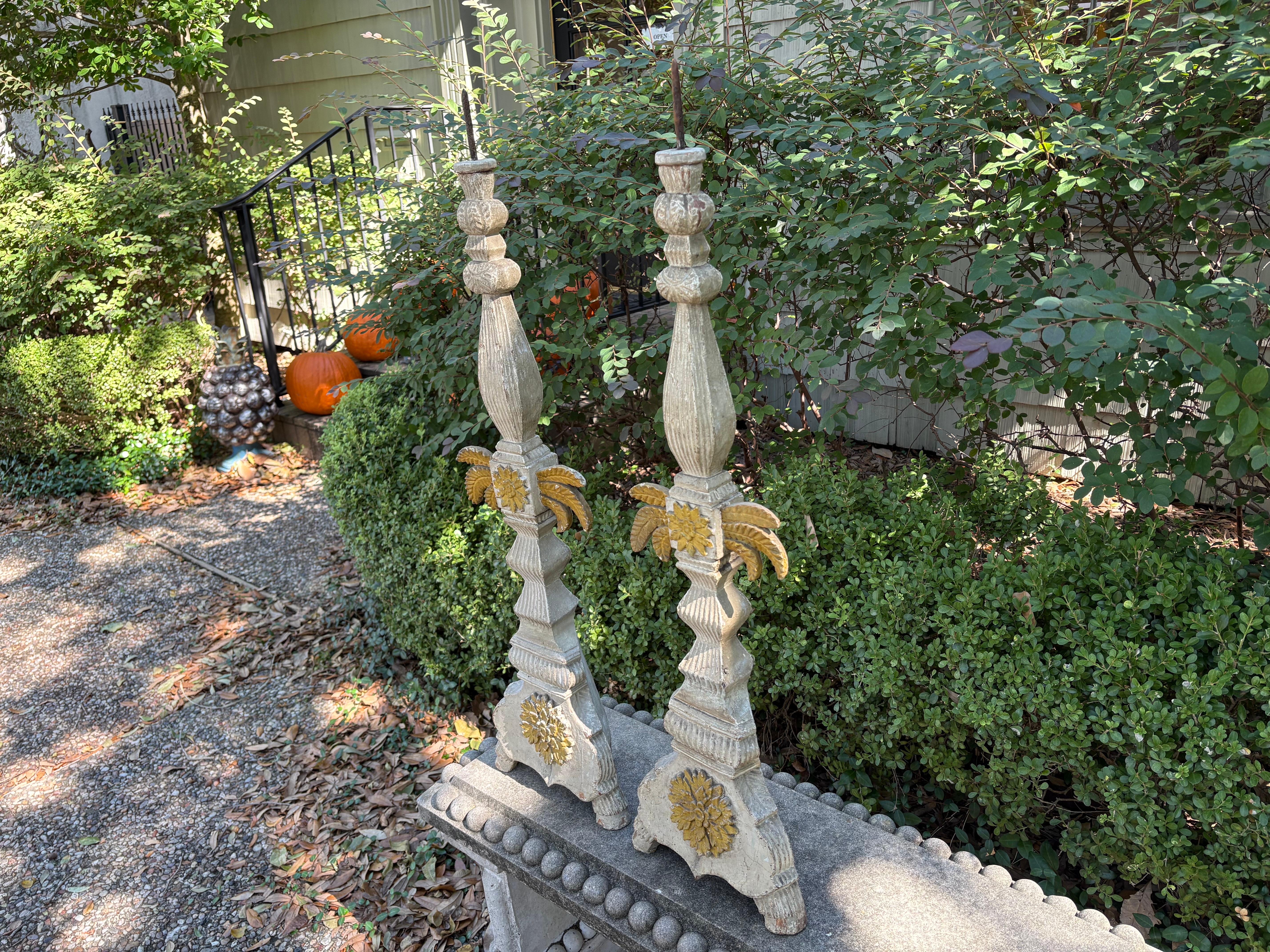 Pair Of 19th Century Italian Baroque Style Prickets For Sale 5