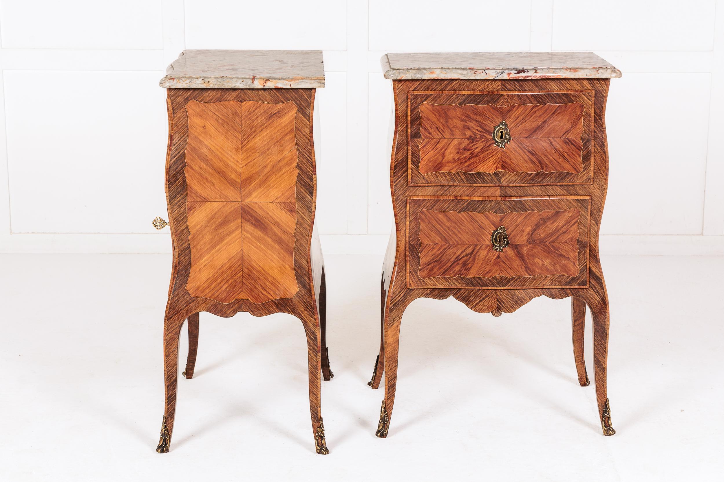 Pair of 19th Century Italian Bedside Cabinets with Marble Tops For Sale 2