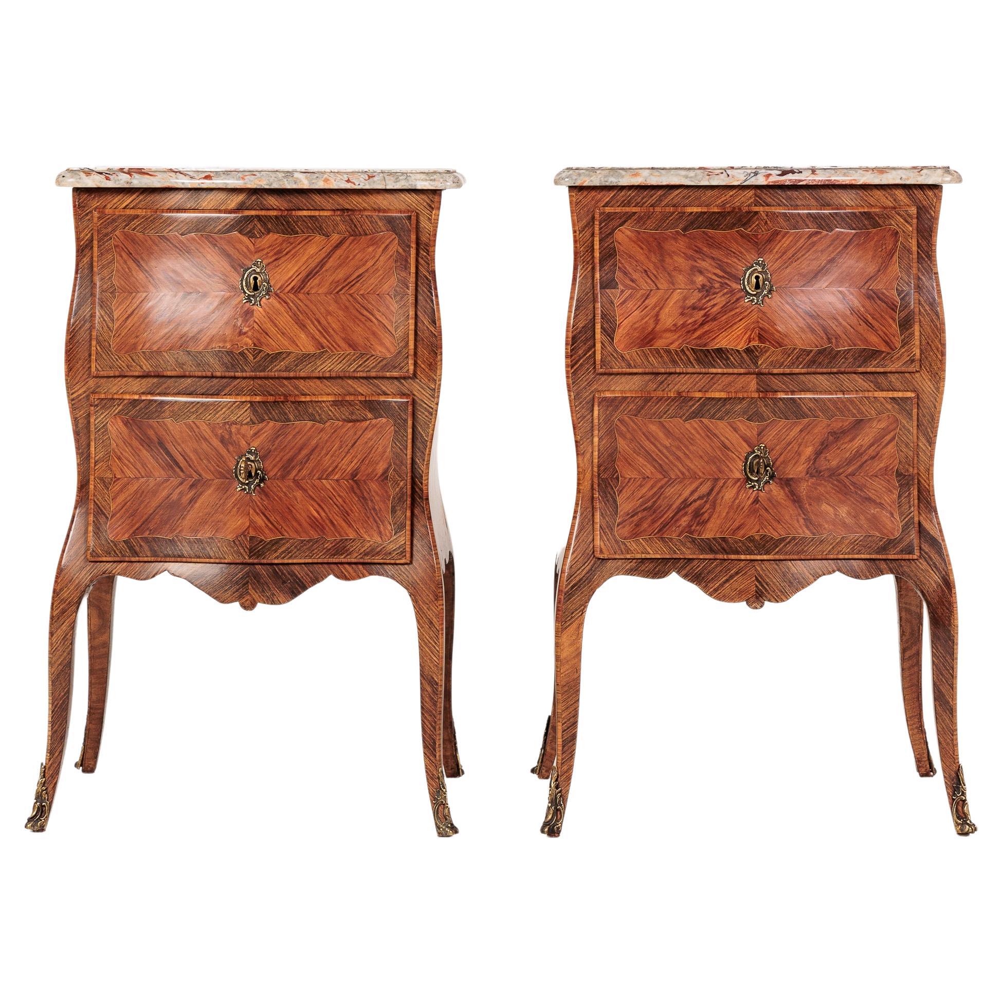 Pair of 19th Century Italian Bedside Cabinets with Marble Tops For Sale