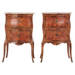 Pair of 19th Century Italian Bedside Cabinets with Marble Tops