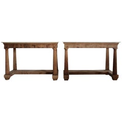 Pair of 19th Century Italian Bleached Walnut Console Tables