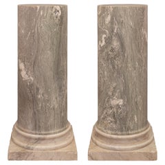 Pair of 19th Century Italian Bleu Turquin Marble Columns