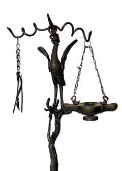 Pair of 19th Century Italian Bonze Oil Lamps, after ones found in Pompeii