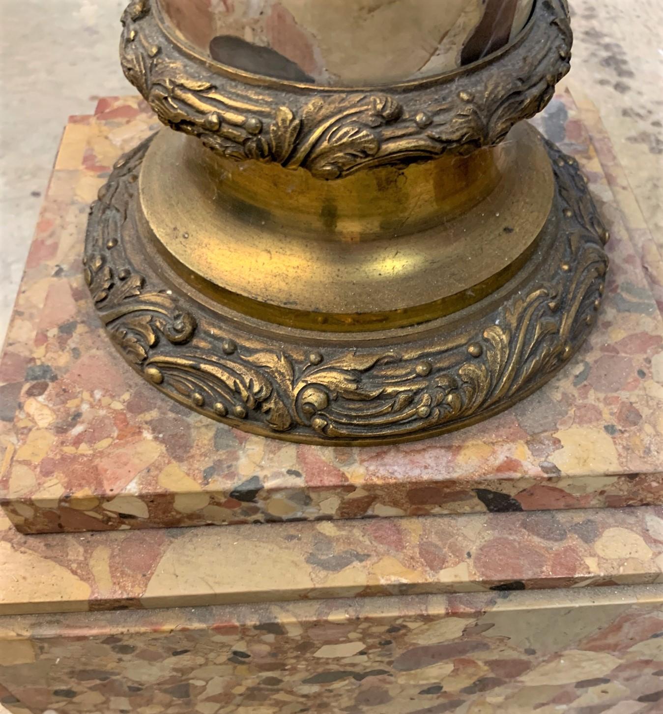 Gilt Pair of 19th Century Italian Breccia Marble Pedestals