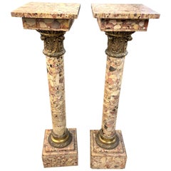 Pair of 19th Century Italian Breccia Marble Pedestals