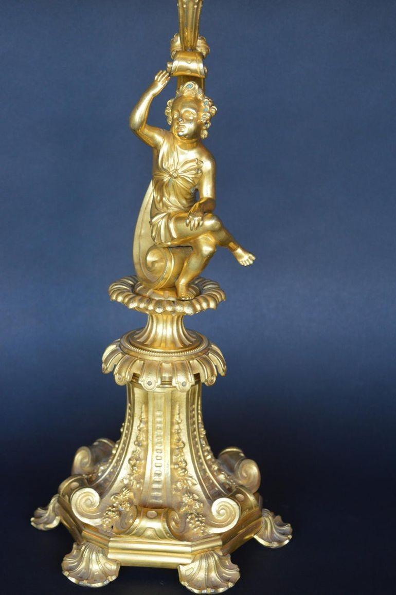 Bronze Pair of 19th Century Italian Candelabras For Sale