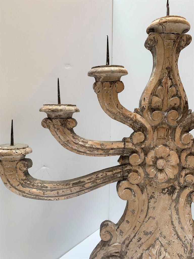 Pair of 19th Century Italian Candelabras In Fair Condition For Sale In Los Angeles, CA