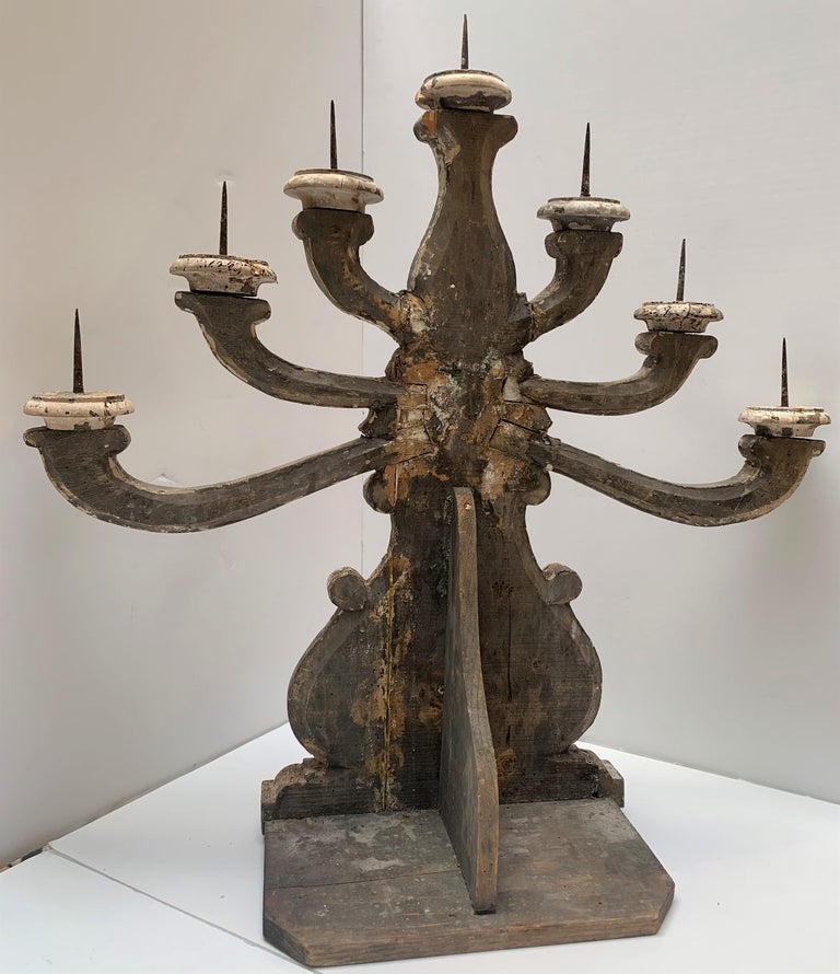 Wood Pair of 19th Century Italian Candelabras For Sale