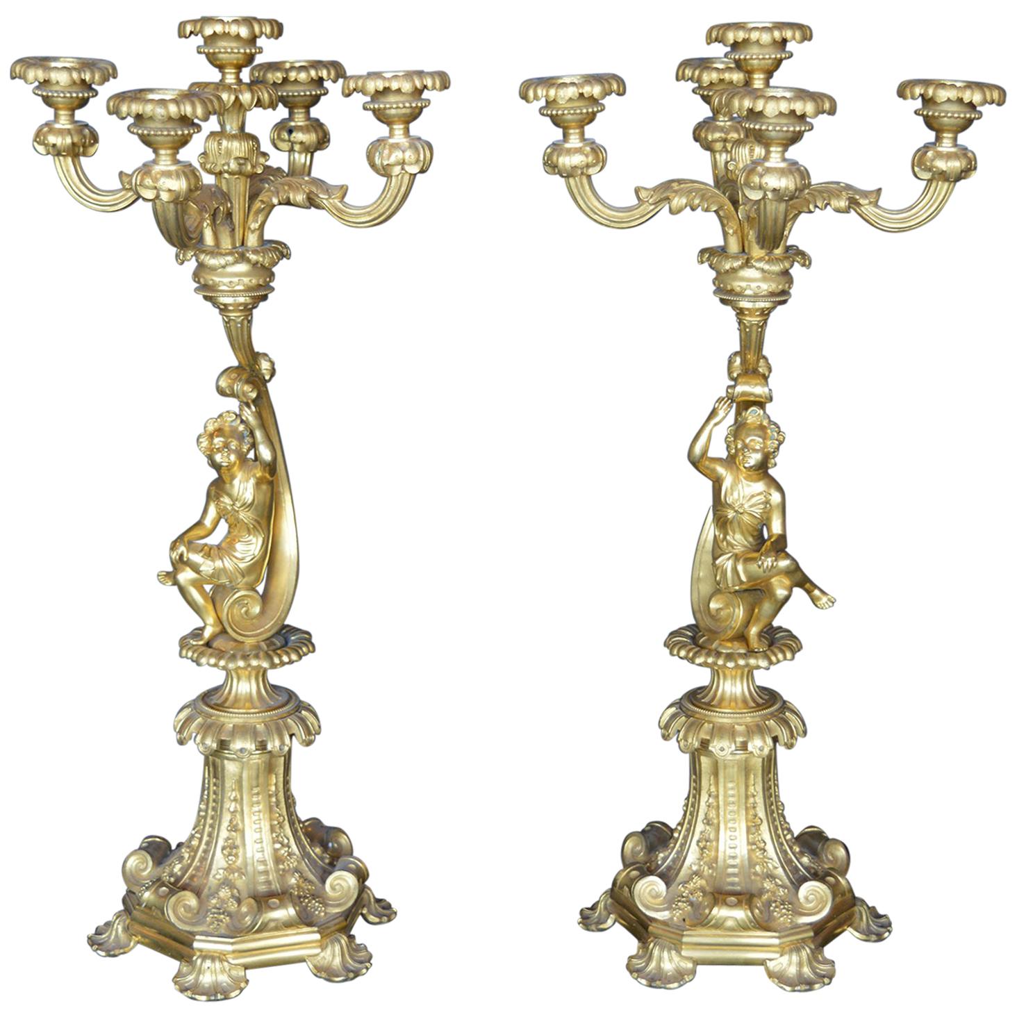 Pair of 19th Century Italian Candelabras For Sale