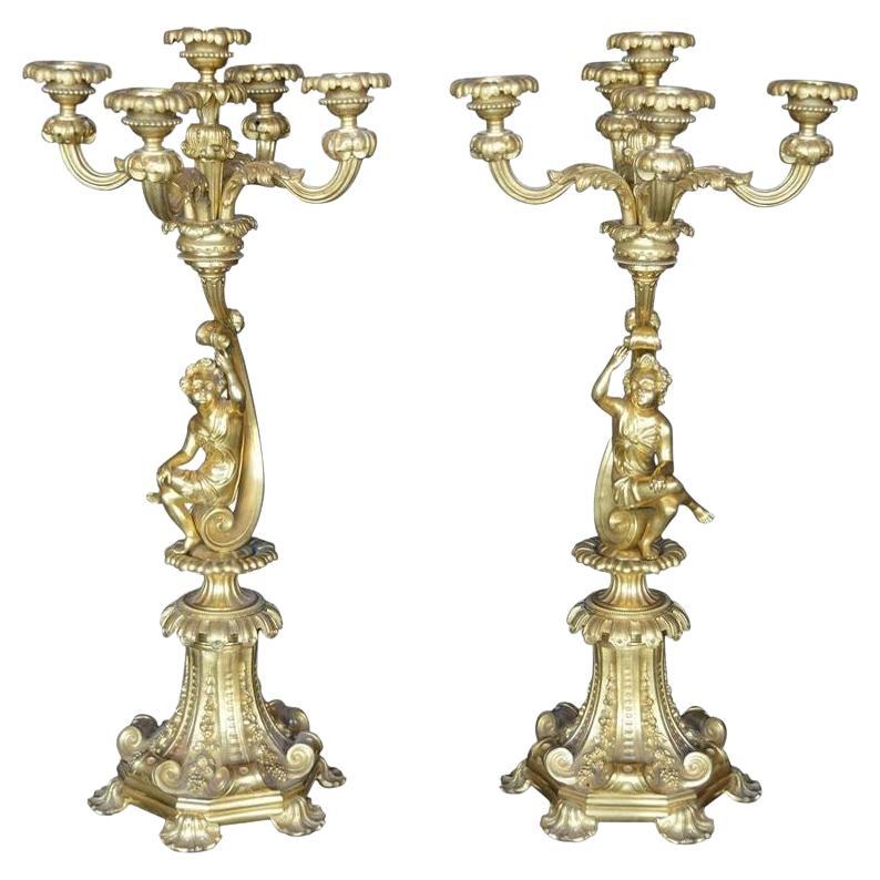 Paire de candélabres italiens du 19e siècle
