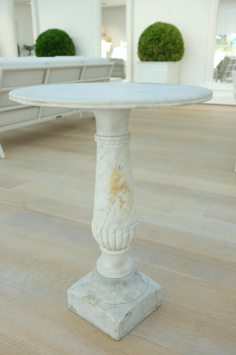 Pair of 19th Century Italian Carrara Marble Garden Tables For Sale 1