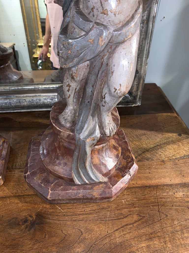 Pair of 19th Century Italian Carved and Painted Cherub Planters at 1stDibs