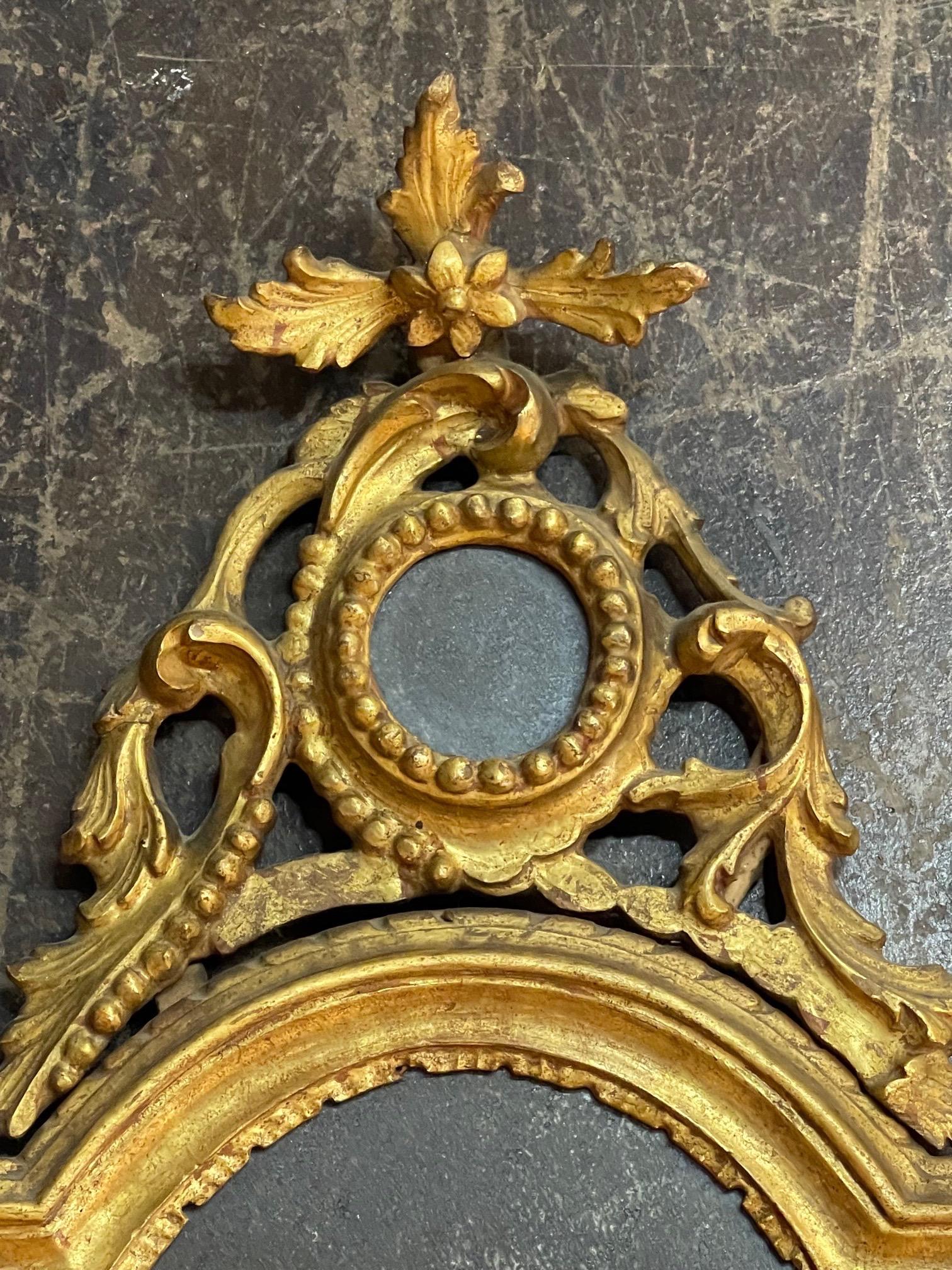 Pair of 19th Century Italian Carved and Painted Giltwood Mirrors In Good Condition In Dallas, TX