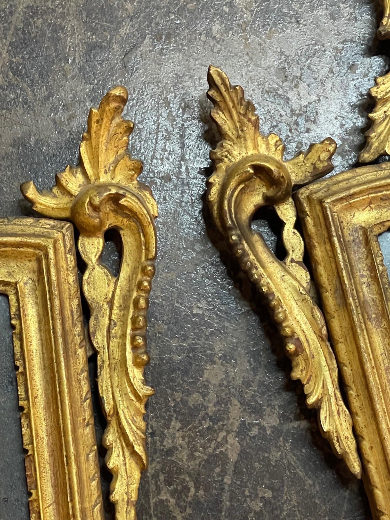 Pair of 19th Century Italian Carved and Painted Giltwood Mirrors 1