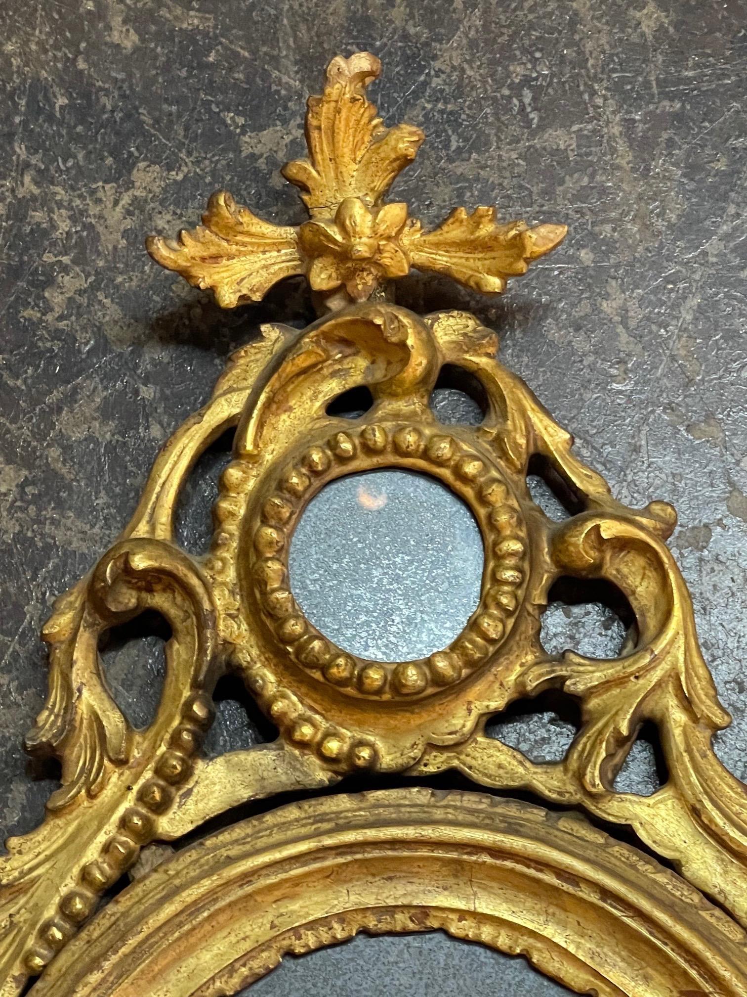 Pair of 19th Century Italian Carved and Painted Giltwood Mirrors 2