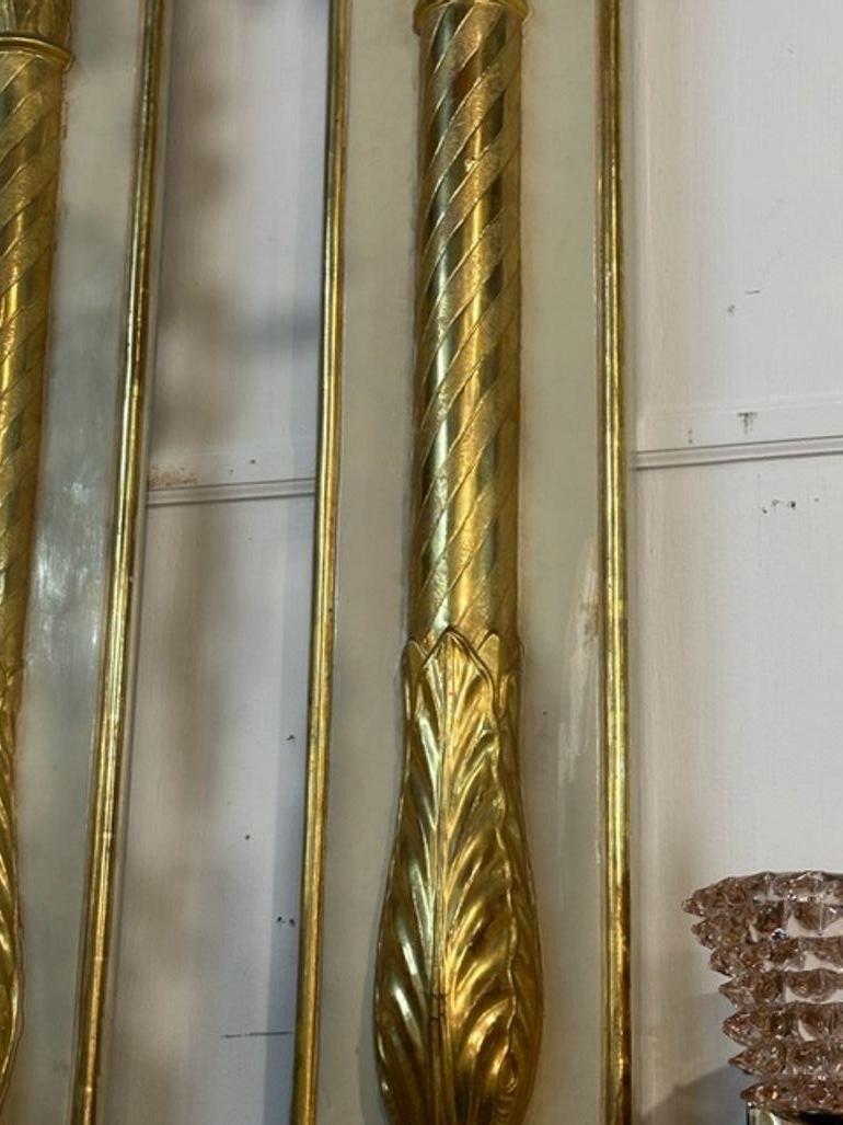 Giltwood Pair of 19th Century Italian Carved and Parcel Gilt Columns For Sale