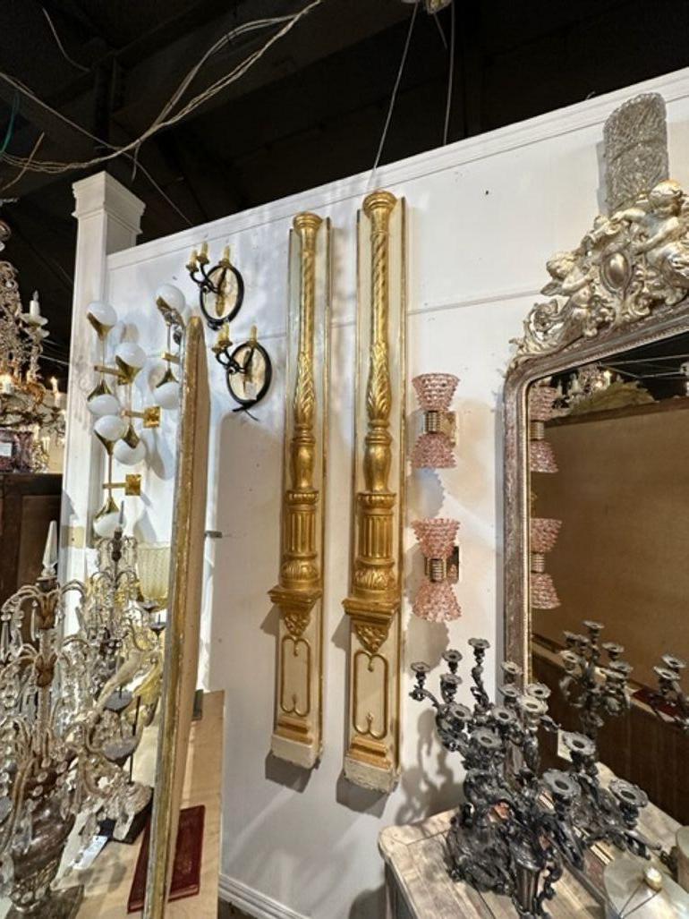 Pair of 19th Century Italian Carved and Parcel Gilt Columns For Sale 2
