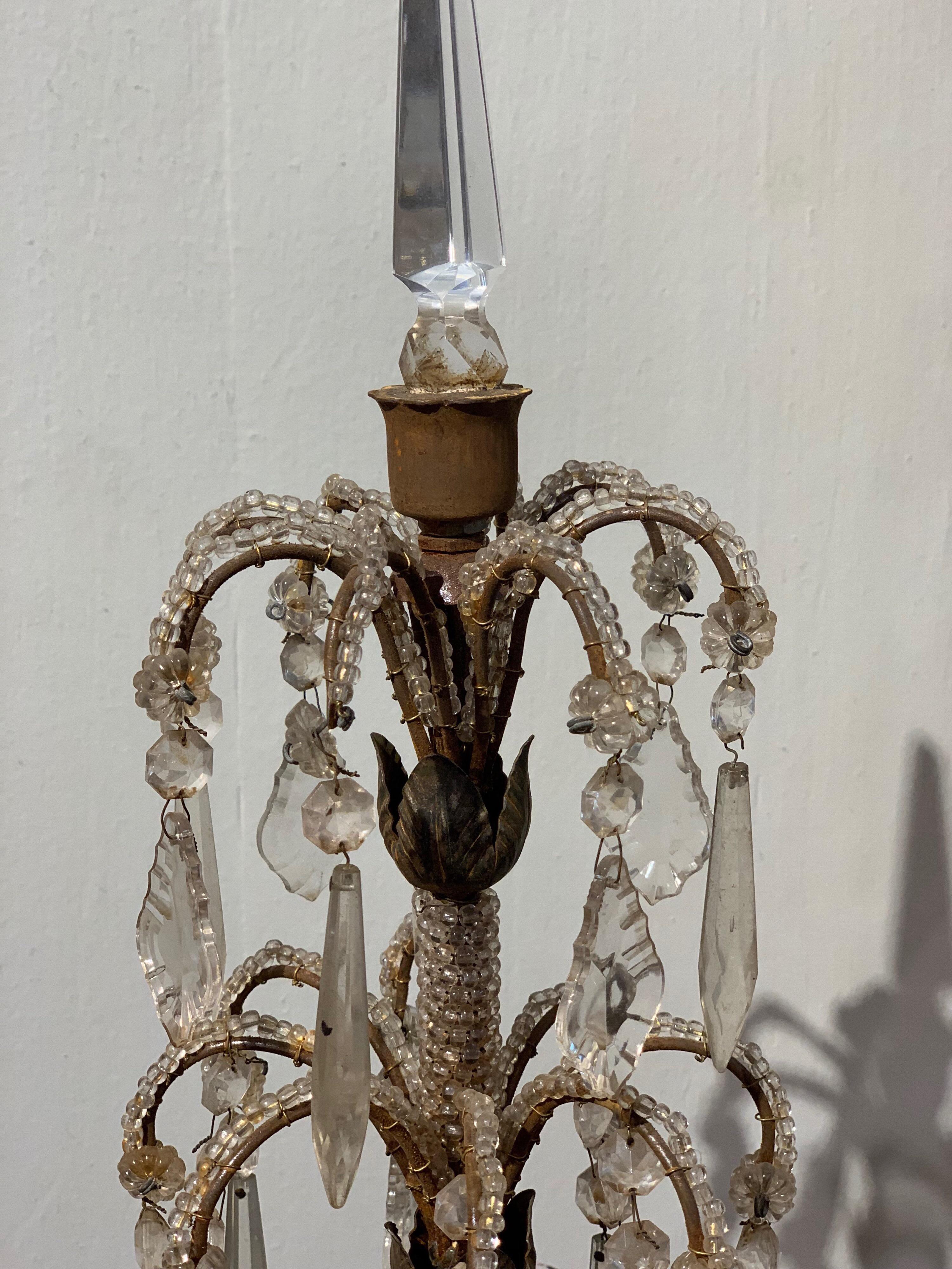 Metal Pair of 19th Century Italian Carved and Silver Gilt Beaded Candelabras For Sale