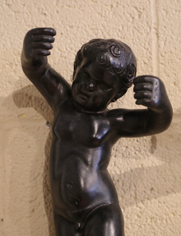 Pair of 19th Century Italian Carved Blackened Wall Hanging Cherub ...