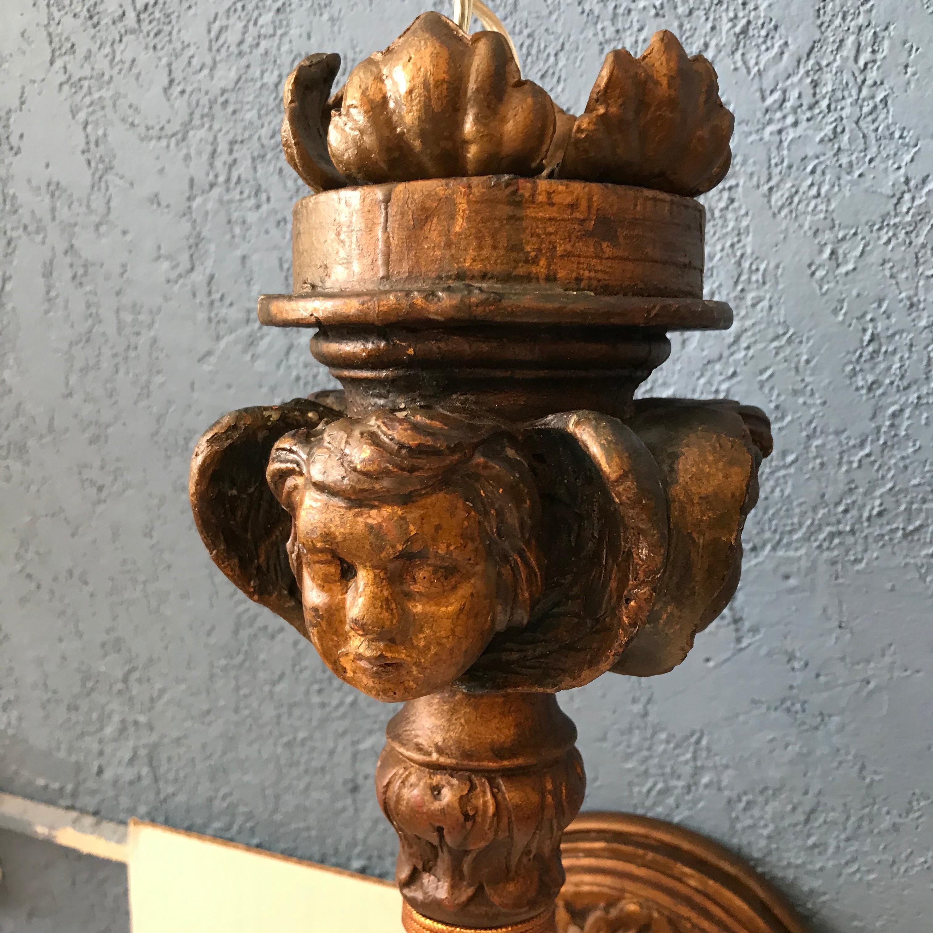 Pair of 19TH Century Italian Carved Figural Sconces 1