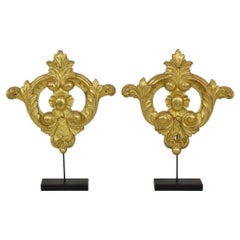 Pair of 19th Century Italian Carved Giltwood Ornaments