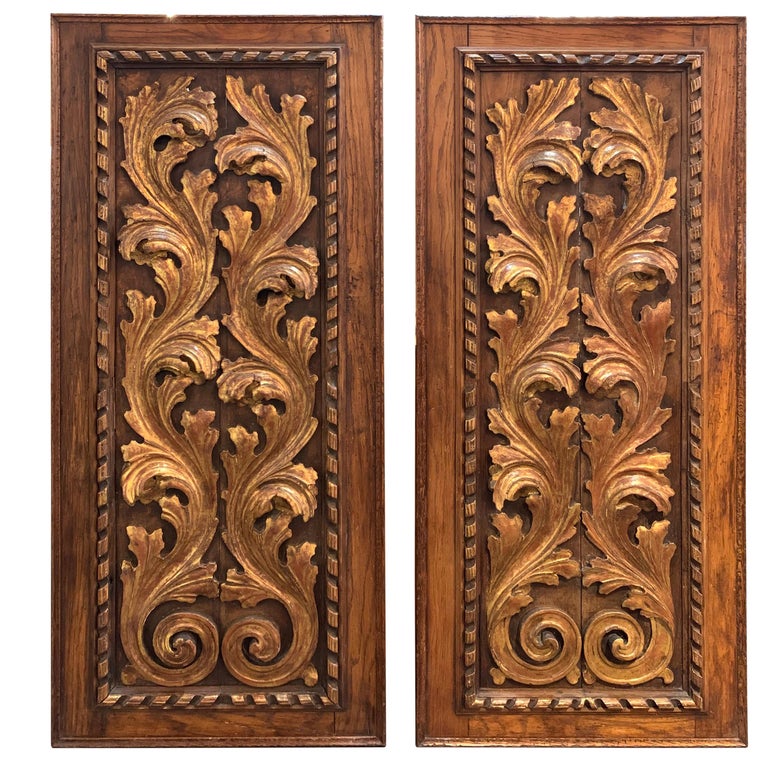 Pair of 19th Century Italian Carved Oak Baroque Panels at 1stDibs | carved  wood panels, wood carved panel, baroque carving