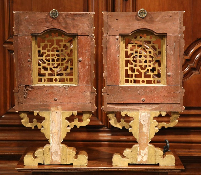 Pair of 19th Century Italian Carved Polychrome and Gilt Wall Carvings ...